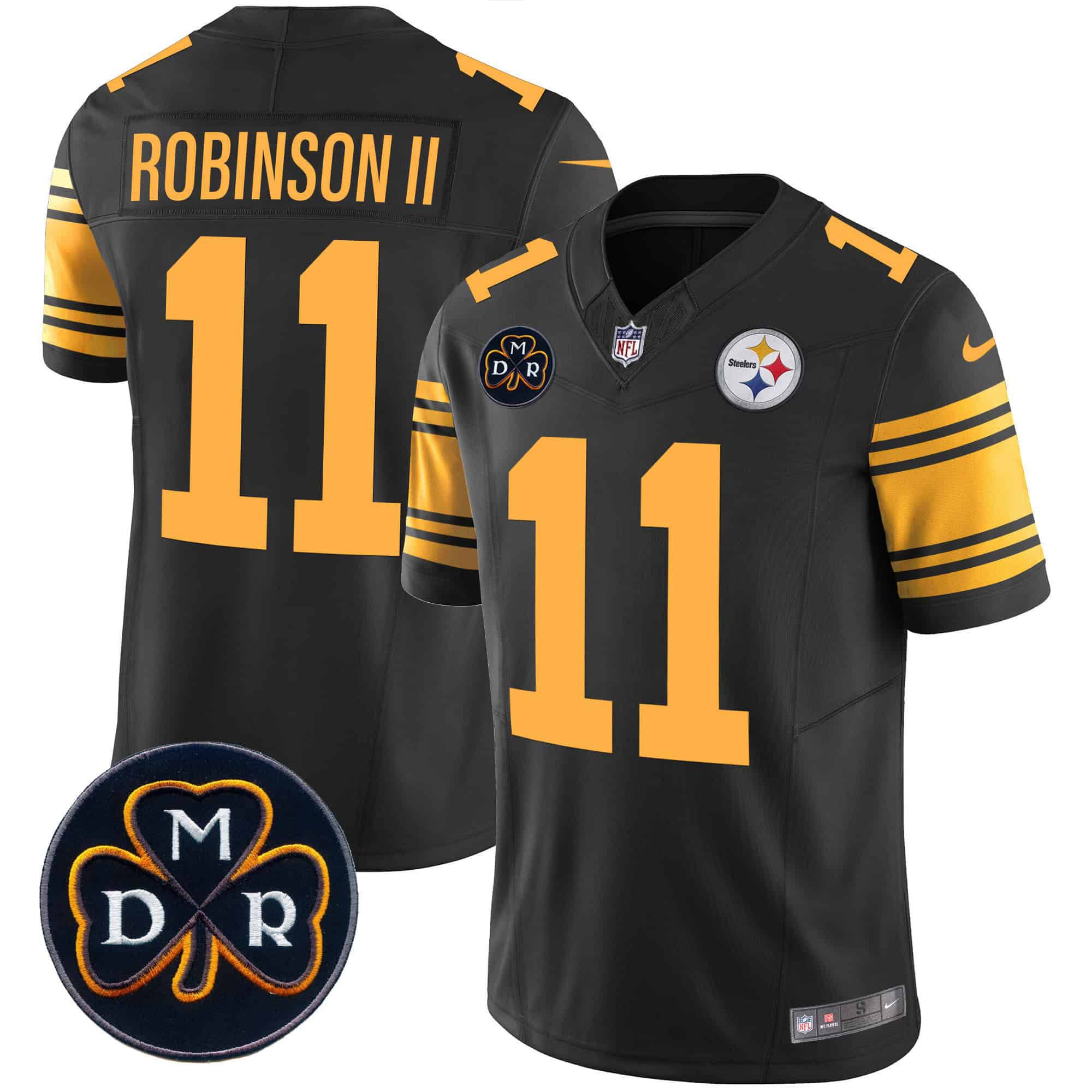 Men Pittsburgh Steelers 11 Robinson ii Black 2024 Nike DMR Patch Vapor Limited NFL Jersey style 2